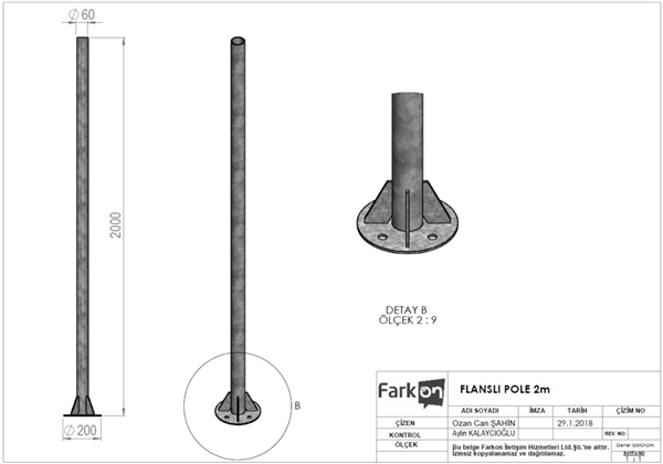 POLE FLANŞLI 2m